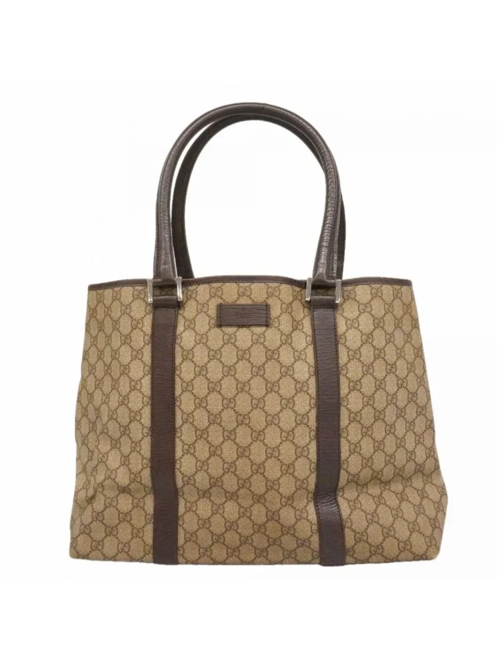 Gucci Tote GG Supreme Brown Silver